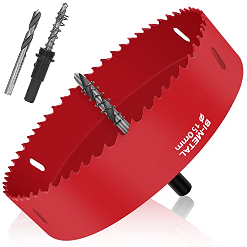 JatilEr 150MM Lochsäge, Lochsägen Set Kit Durchmesser Hochleistungs-Lochschneidöffner Bimetall-Lochsäge für Holz Aluminium Eisenblech Rohr Kunststoff usw. (rot) von JatilEr