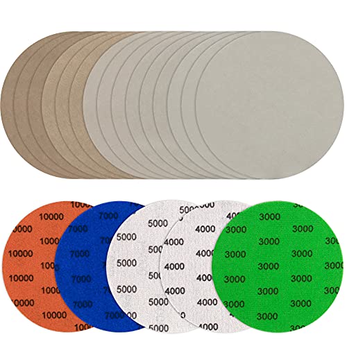 JatilEr 25 Stück Schleifpapier 150mm Klett, Körnung 3000/4000/5000/7000/10000 Schleifpad Runde Nasse Trockene Wasserschleifscheiben, Schleifscheiben Exzenterschleifer Schleifpapi Set 6 Zoll JatilEr 25 Stück Schleifpapier 150mm Klett, Körnung 3000/4000/5000/7000/10000 Schleifpad Runde Nasse Trockene Wasserschleifscheiben, Schleifscheiben Exzenterschleifer Schleifpapi Set 6 Zoll von JatilEr