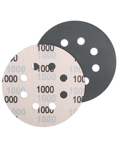 JatilEr 5 Stück Schleifpapier 125mm Klett Körnung 1000, Rund 8 Loch Fein Nasse Trockene Schleifscheiben Siliziumkarbid Exzenterschleifer Schleifpapi für Poliert Auto Metall Holz JatilEr 5 Stück Schleifpapier 125mm Klett Körnung 1000, Rund 8 Loch Fein Nasse Trockene Schleifscheiben Siliziumkarbid Exzenterschleifer Schleifpapi für Poliert Auto Metall Holz von JatilEr
