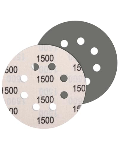 JatilEr 5 Stück Schleifpapier 125mm Klett Körnung 1500, Rund 8 Loch Fein Nasse Trockene Schleifscheiben Siliziumkarbid Exzenterschleifer Schleifpapi für Poliert Auto Metall Holz JatilEr 5 Stück Schleifpapier 125mm Klett Körnung 1500, Rund 8 Loch Fein Nasse Trockene Schleifscheiben Siliziumkarbid Exzenterschleifer Schleifpapi für Poliert Auto Metall Holz von JatilEr