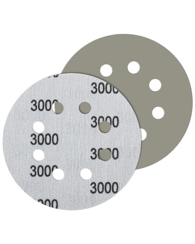 JatilEr 5 Stück Schleifpapier 125mm Klett Körnung 3000, Rund 8 Loch Fein Nasse Trockene Schleifscheiben Siliziumkarbid Exzenterschleifer Schleifpapi für Poliert Auto Metall Holz JatilEr 5 Stück Schleifpapier 125mm Klett Körnung 3000, Rund 8 Loch Fein Nasse Trockene Schleifscheiben Siliziumkarbid Exzenterschleifer Schleifpapi für Poliert Auto Metall Holz von JatilEr