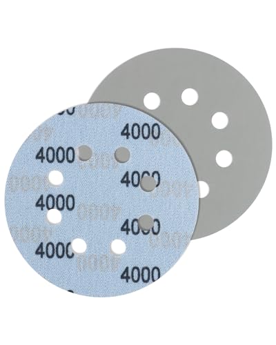 JatilEr 5 Stück Schleifpapier 125mm Klett Körnung 4000, Rund 8 Loch Fein Nasse Trockene Schleifscheiben Siliziumkarbid Exzenterschleifer Schleifpapi für Poliert Auto Metall Holz JatilEr 5 Stück Schleifpapier 125mm Klett Körnung 4000, Rund 8 Loch Fein Nasse Trockene Schleifscheiben Siliziumkarbid Exzenterschleifer Schleifpapi für Poliert Auto Metall Holz von JatilEr