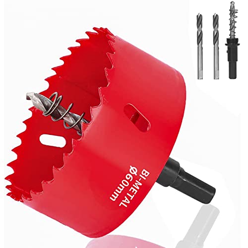 JatilEr 60MM Lochsäge, Lochsägen Set Kit Durchmesser Hochleistungs-Lochschneidöffner Bimetall-Lochsäge für Holz Aluminium Eisenblech Rohr Kunststoff usw. (rot) von JatilEr