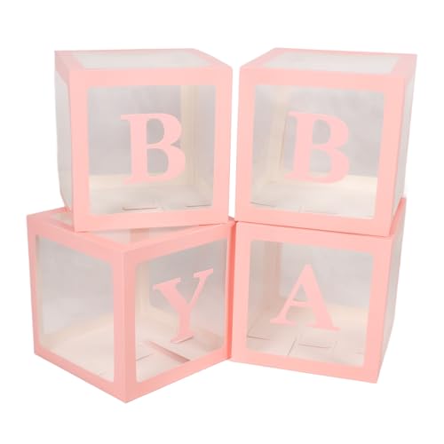 Jauarta 4pcs Transparente Ballonbox mit Buchstaben Ballon Dekoration Box für Vorschlag Geständnis Babyparty (Rosa) von Jauarta