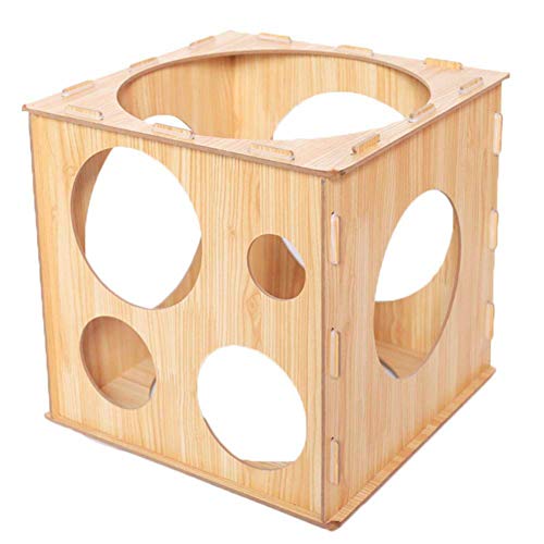 Jauarta 9 Löcher Ballon Sizer Box, Zusammenklappbares Holzwürfel -Messwerkzeug mit 9 Größenlöchern, Ideal für Bogen, Säulen, Mittelstücke, Partydekorationen (Wie gezeigt) von Jauarta