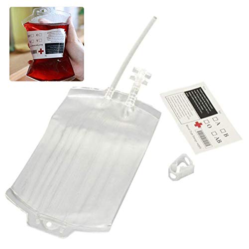 Jauarta Halloween Transparente Medizinische Kunststoff -Blut -Energie -Bag 350 Ml Wiederverwendbare Blutsenergie -Getränkebag Halloween Vampire Beutel Requisiten (Wie gezeigt) von Jauarta