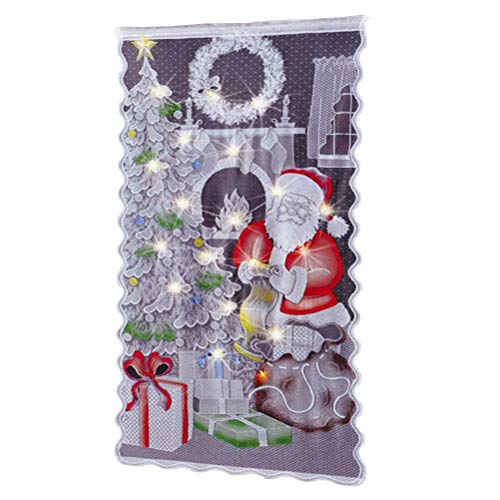 Jauarta LED Light, Spitzen Weihnachts-Schneemann-Vorhänge für Wohnzimmer Schlafzimmer Wohnkultur, 40x84in, Tränenresistente, Halbe Blackout-Vorhänge (Weiß) von Jauarta