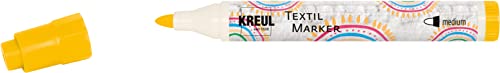 KREUL 90760 - Textil Marker medium, gelb, mit großer unempfindlicher Faserspitze, Strichstärke circa 2 bis 4 mm, Stoffmalstift für helle Stoffe und Textilien, waschecht nach Fixierung von Javana