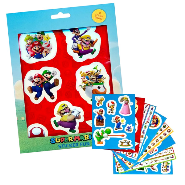 8 Super Mario Stickerbögen im Set, je 22cm x 16cm von Javoli