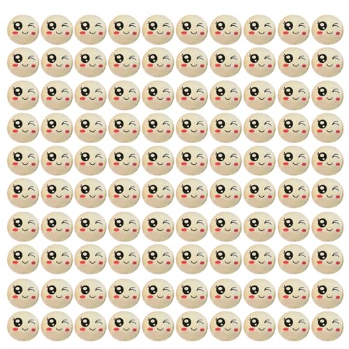 100 Stück runde Holzperlen mit Loch auf der Vorderseite bedruckte Holzperlen für Schmuck und unlackierte Naturholzperlen 100 Stück runde Holzperlen mit Loch auf der Vorderseite bedruckte Holzperlen für Schmuck und unlackierte Naturholzperlen von Javoryxh