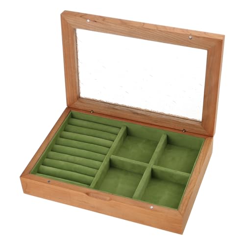 Schmuckschatulle aus Holz mit Glas, staubdicht, für Damen, Kosmetik, Aufbewahrungsbehälter für Ringe, Halsketten, Ohrringe, Armbänder Schmuckschatulle aus Holz mit Glas, staubdicht, für Damen, Kosmetik, Aufbewahrungsbehälter für Ringe, Halsketten, Ohrringe, Armbänder von Javoryxh