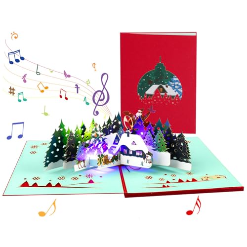 Zarte musikalische Weihnachtskarten, 3D-Weihnachtskarte mit Festivalmusik und Lichtern für einen besonderen Zarte musikalische Weihnachtskarten, 3D-Weihnachtskarte mit Festivalmusik und Lichtern für einen besonderen von Javoryxh