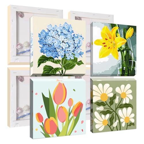 Jawecci 4Pack Blumen Malen nach Zahlen mit Rahmen für Kinder ab 8-12 Jahren, DIY Blumen Malen auf Leinwand mit Werkzeug, Kreativset für Erwachsene Kinder Wohndekoration 20x20cm Jawecci 4Pack Blumen Malen nach Zahlen mit Rahmen für Kinder ab 8-12 Jahren, DIY Blumen Malen auf Leinwand mit Werkzeug, Kreativset für Erwachsene Kinder Wohndekoration 20x20cm von Jawecci