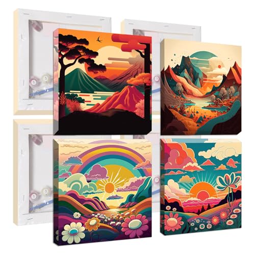 Jawecci 4Pack Landschaft Malen nach Zahlen mit Rahmen für Kinder ab 8-12 Jahren, DIY Berge Bus Malen auf Leinwand mit Werkzeug, Kreativset für Erwachsene Kinder Wohndekoration 20x20cm Jawecci 4Pack Landschaft Malen nach Zahlen mit Rahmen für Kinder ab 8-12 Jahren, DIY Berge Bus Malen auf Leinwand mit Werkzeug, Kreativset für Erwachsene Kinder Wohndekoration 20x20cm von Jawecci