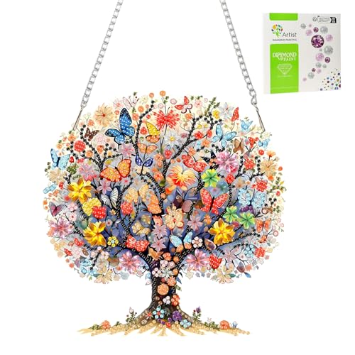 Jawecci Baum des Lebens Diamond Painting Fensterbilder Beidseitige, DIY Schmetterling Diamant Kunst Anhänger mit Kette Erwachsene, Diamond Painting Bilder Kristall für Fenster Wand Decor Jawecci Baum des Lebens Diamond Painting Fensterbilder Beidseitige, DIY Schmetterling Diamant Kunst Anhänger mit Kette Erwachsene, Diamond Painting Bilder Kristall für Fenster Wand Decor von Jawecci