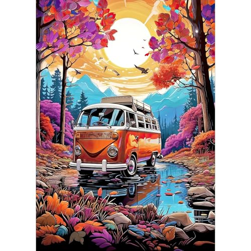 Jawecci Bus Diamond Painting Erwachsene, 5D Diamant Painting Bilder Erwachsene Baum, DIY Runde Diamant Kunst Set Diamant Malerei Kinder für Home Dekor 30x40cm Jawecci Bus Diamond Painting Erwachsene, 5D Diamant Painting Bilder Erwachsene Baum, DIY Runde Diamant Kunst Set Diamant Malerei Kinder für Home Dekor 30x40cm von Jawecci