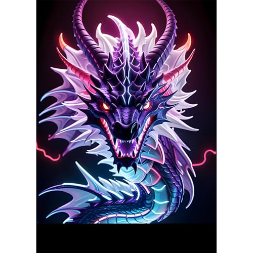 Jawecci Diamond Painting Drache Erwachsene, 5D Diamant Painting Drache Bilder Erwachsene Anfänger, DIY Runde Steine Diamant Kunst Set Diamant Malerei Kinder für Home Dekor 30x40cm von Jawecci