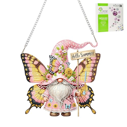 Jawecci Gnome Diamond Painting Fensterbilder Beidseitige, DIY Schmetterling Diamant Kunst Anhänger mit Kette Erwachsene, Diamond Painting Bilder Kristall für Fenster Wand Decor Jawecci Gnome Diamond Painting Fensterbilder Beidseitige, DIY Schmetterling Diamant Kunst Anhänger mit Kette Erwachsene, Diamond Painting Bilder Kristall für Fenster Wand Decor von Jawecci