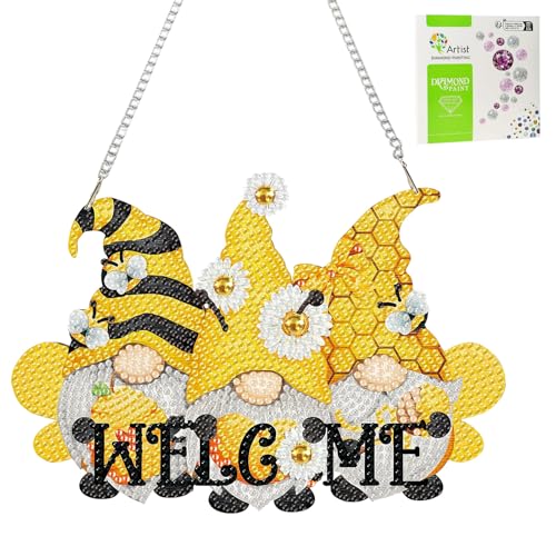 Jawecci Gnomes Diamond Painting Fensterbilder Beidseitige, DIY Welcome Diamant Kunst Anhänger mit Kette Erwachsene, Diamond Painting Bilder Kristall für Fenster Wand Decor Jawecci Gnomes Diamond Painting Fensterbilder Beidseitige, DIY Welcome Diamant Kunst Anhänger mit Kette Erwachsene, Diamond Painting Bilder Kristall für Fenster Wand Decor von Jawecci