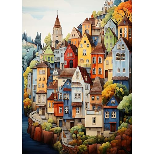 Jawecci Haus Diamond Painting Erwachsene, 5D Diamant Painting Bilder Erwachsene Landschaft, DIY Runde Landschaft Diamant Kunst Set Diamant Malerei Kinder für Home Dekor 30x40cm von Jawecci
