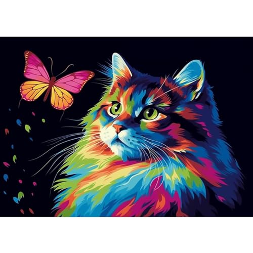 Jawecci Katze Diamond Painting Erwachsene, 5D Diamant Painting Bilder Erwachsene Schmetterling, DIY Runde Tiere Diamant Kunst Set Diamant Malerei Kinder für Home Dekor 30x40cm Jawecci Katze Diamond Painting Erwachsene, 5D Diamant Painting Bilder Erwachsene Schmetterling, DIY Runde Tiere Diamant Kunst Set Diamant Malerei Kinder für Home Dekor 30x40cm von Jawecci