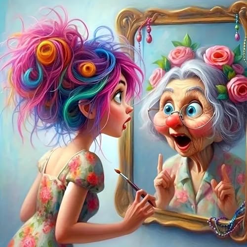 Jawecci Mädchen Diamond Painting Erwachsene, 5D Diamant Painting Miroir Bilder Erwachsene Anfänger, DIY Diamant Kunst Set Diamant Malerei für Home Dekor 30x30cm von Jawecci