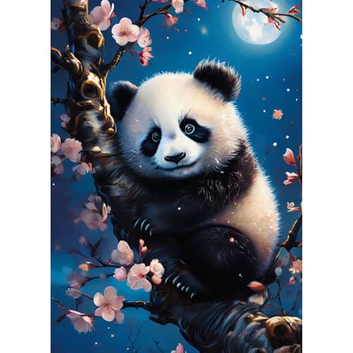 Jawecci Panda Diamond Painting Erwachsene, 5D Diamant Painting Tiere Bilder Erwachsene Anfänger, DIY Runde Steine Diamant Kunst Set Diamant Malerei Kinder für Home Dekor 30x40cm von Jawecci