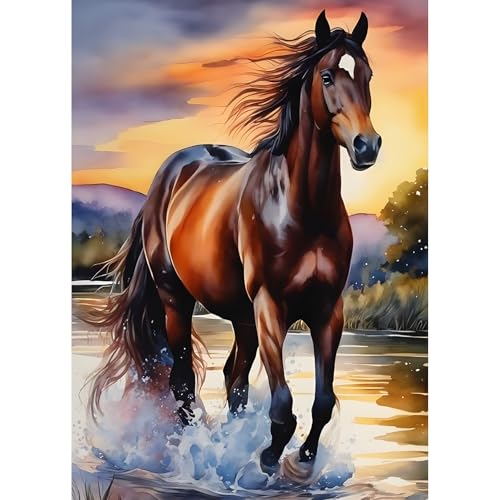 Jawecci Pferd Diamond Painting Erwachsene, 5D Tiere Diamant Painting Bilder Erwachsene Anfänger, DIY Runde Steine Diamant Kunst Set Diamant Malerei Kinder für Home Dekor 30x40cm von Jawecci