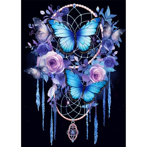 Jawecci Schmetterling Diamond Painting Erwachsene, 5D Traumhaft Diamant Painting Bilder Erwachsene Anfänger, DIY Runde Steine Diamant Kunst Set Diamant Malerei Kinder für Home Dekor 30x40cm von Jawecci