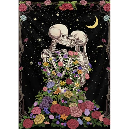 Jawecci Skelett Diamond Painting Erwachsene, 5D Terror Diamant Painting Bilder Erwachsene Anfänger, DIY Runde Steine Diamant Kunst Set Diamant Malerei Kinder für Home Dekor 30x40cm von Jawecci