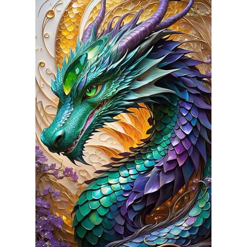 Jawecci Tiere Diamond Painting Erwachsene, 5D Drache Diamant Painting Bilder Erwachsene Anfänger, DIY Runde Steine Diamant Kunst Set Diamant Malerei Kinder für Home Dekor 30x40cm von Jawecci
