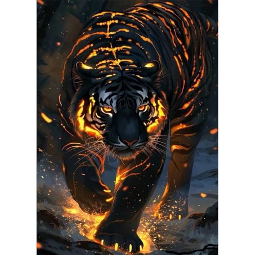 Jawecci Tiger Diamond Painting Erwachsene, 5D Diamant Painting Tiere Bilder Erwachsene Anfänger, DIY Runde Steine Diamant Kunst Set Diamant Malerei Kinder für Home Dekor 30x40cm von Jawecci