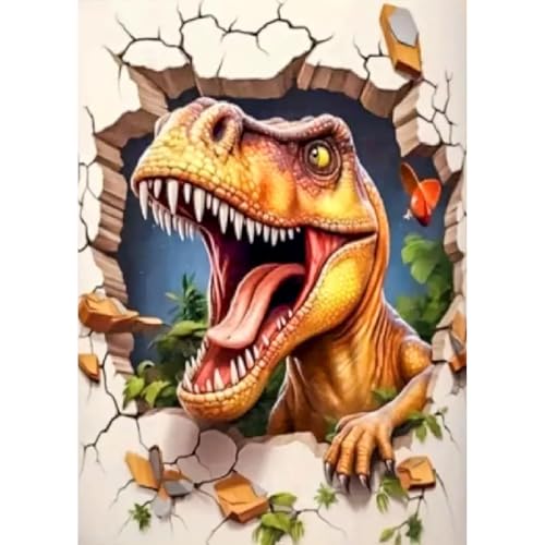 Jawecci Tyrannosaurus Diamond Painting Erwachsene, 5D Diamant Painting Dinosaurier Bilder Erwachsene Anfänger, DIY Diamant Kunst Set Diamant Malerei Kinder für Home Dekor 30x40cm von Jawecci
