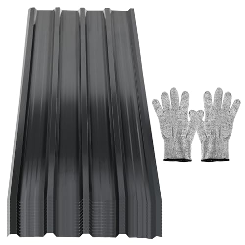 Jaxguom Trapezblech 12er Set,Dachplatten 129cm x 46cm,7m²,Wellblechplatten für Dach,Carports,Zwingern,mit Schnittfest Handschuhe,Trapezblech Anthrazit Verzinktem Metall Jaxguom Trapezblech 12er Set,Dachplatten 129cm x 46cm,7m²,Wellblechplatten für Dach,Carports,Zwingern,mit Schnittfest Handschuhe,Trapezblech Anthrazit Verzinktem Metall von Jaxguom