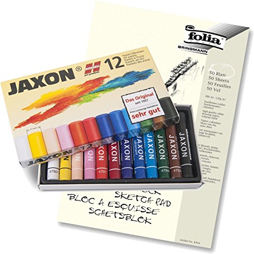 JAXON by Honsell - 47412 - Ölpastellkreide 12er Set + Qualitäts-Skizzenblock A4 JAXON by Honsell - 47412 - Ölpastellkreide 12er Set + Qualitäts-Skizzenblock A4 von Jaxon