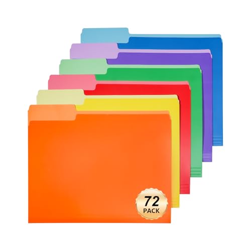 Aktenordner, 72 Stück, Manila-Farben, Briefgröße, für Büro, Klassenzimmer, 6 Farben, 21,6 x 27,9 cm, 1/3 Schnittlasche Aktenordner, 72 Stück, Manila-Farben, Briefgröße, für Büro, Klassenzimmer, 6 Farben, 21,6 x 27,9 cm, 1/3 Schnittlasche von JayJayup