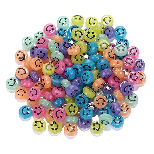 200 Stück Mehrfarben Acryl Smiley-Perlen 10mm Pony Scheibenmünze Schwarz Lächelndes Gesicht Lose Abstandshalterperlen für DIY-Schmuck Armband Handy-Anhänger machen von Jaydis