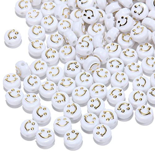 200 Stück Weiß Acryl Smiley Gesicht Perlen 10mm Pony Scheibenmünze Gold Happy Lächelndes Gesicht Lose Abstandshalter Perlen für DIY Schmuck Armband Handy Anhänger machen 200 Stück Weiß Acryl Smiley Gesicht Perlen 10mm Pony Scheibenmünze Gold Happy Lächelndes Gesicht Lose Abstandshalter Perlen für DIY Schmuck Armband Handy Anhänger machen von Jaydis