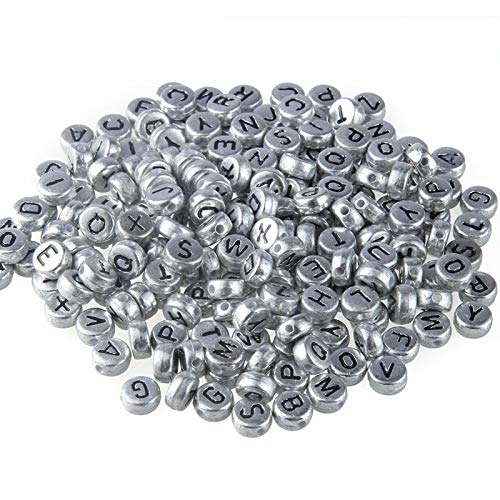 200 Stück versilberte Acryl-Alphabet-Buchstabenperlen 7mm flach runde Scheibe Münze A-Z Buchstabenmuster Pony Perlen lose Abstandshalter Perlen Charms für DIY Halskette Armband Schmuckherstellung 200 Stück versilberte Acryl-Alphabet-Buchstabenperlen 7mm flach runde Scheibe Münze A-Z Buchstabenmuster Pony Perlen lose Abstandshalter Perlen Charms für DIY Halskette Armband Schmuckherstellung von Jaydis