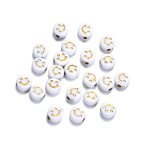 200 Stück weiß Acryl Smiley Gesicht Perlen 10mm Pony Disc Münze vergoldet Lächelndes Gesicht lose Abstandshalter Perlen für DIY Schmuck Armband Handy Anhänger machen 200 Stück weiß Acryl Smiley Gesicht Perlen 10mm Pony Disc Münze vergoldet Lächelndes Gesicht lose Abstandshalter Perlen für DIY Schmuck Armband Handy Anhänger machen von Jaydis
