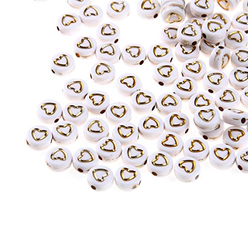 200pcs weiß Acryl Herz Perlen 7mm flach rund Pony Disc Coin mit Gold Hollow Heart Pattern lose Abstandshalter Perlen für DIY Armband Schmuck machen 200pcs weiß Acryl Herz Perlen 7mm flach rund Pony Disc Coin mit Gold Hollow Heart Pattern lose Abstandshalter Perlen für DIY Armband Schmuck machen von Jaydis