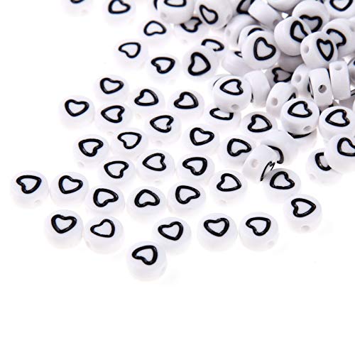 200pcs weiß Acryl Herz Perlen 7mm flach rund Pony Disc Coin mit schwarzem hohlen Herz Muster lose Abstandshalter Perlen für DIY Armband Schmuck machen 200pcs weiß Acryl Herz Perlen 7mm flach rund Pony Disc Coin mit schwarzem hohlen Herz Muster lose Abstandshalter Perlen für DIY Armband Schmuck machen von Jaydis