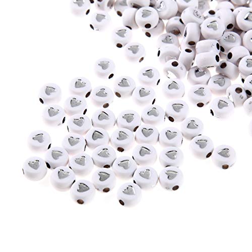 200pcs weiß Acryl Herz Perlen 7mm flach rund Pony Disc Münze mit Silber Emaille Herz lose Abstandshalter Perlen für DIY Armband Schmuck machen 200pcs weiß Acryl Herz Perlen 7mm flach rund Pony Disc Münze mit Silber Emaille Herz lose Abstandshalter Perlen für DIY Armband Schmuck machen von Jaydis