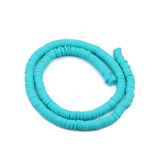 380–400 Stück 6mm Tonperlen flach rund Polymer-Ton-Abstandsperlen Türkis handgefertigt Rondelle Scheibe Heishi lose Perlenkette für DIY-Schmuck Armband Halskette Ohrring Basteln von Jaydis