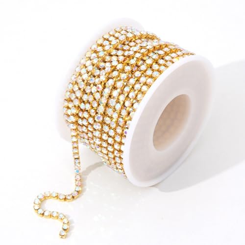 9,1 m, 3 mm Kristall-AB-Gold, Strass, geschlossene Kette, SS12, Kristall-Strasssteine, Krallenkette, Glitzer-Diamant-Kette, Rolle für Schuhanhänger, DIY, Schmuckherstellung, Handwerk, Hochzeit 9,1 m, 3 mm Kristall-AB-Gold, Strass, geschlossene Kette, SS12, Kristall-Strasssteine, Krallenkette, Glitzer-Diamant-Kette, Rolle für Schuhanhänger, DIY, Schmuckherstellung, Handwerk, Hochzeit von Jaydis
