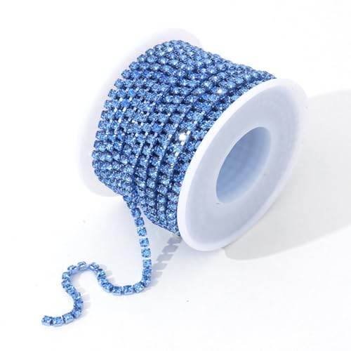 9,1 m lange Strass-Kette mit Strasssteinen SS12, Glitzer-Diamant-Kette, Rolle zum Nähen von Schuhen, Kleidung, Tassen, DIY, Schmuckherstellung, Handwerk, Hochzeitsstrauß, Hellblau 9,1 m lange Strass-Kette mit Strasssteinen SS12, Glitzer-Diamant-Kette, Rolle zum Nähen von Schuhen, Kleidung, Tassen, DIY, Schmuckherstellung, Handwerk, Hochzeitsstrauß, Hellblau von Jaydis