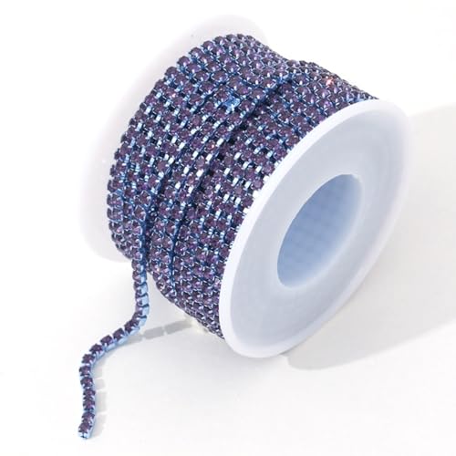 9,1 m lange Strass-Kette mit Strasssteinen und Strasssteinen, 3 mm, für Schuhanhänger, DIY, Schmuckherstellung, Handwerk, Hochzeit, Dunkelblau von Jaydis