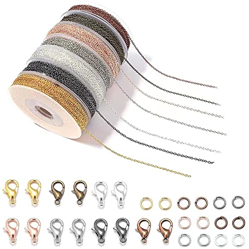 Jaydis Metall-Panzerketten, 2 x 3 mm, gedrehte Glieder, Kreuzkabelkette, 7 Farben, mit 70 Karabinerverschlüssen und 210 Biegeringe für DIY-Schmuckherstellung, 2 m Jaydis Metall-Panzerketten, 2 x 3 mm, gedrehte Glieder, Kreuzkabelkette, 7 Farben, mit 70 Karabinerverschlüssen und 210 Biegeringe für DIY-Schmuckherstellung, 2 m von Jaydis