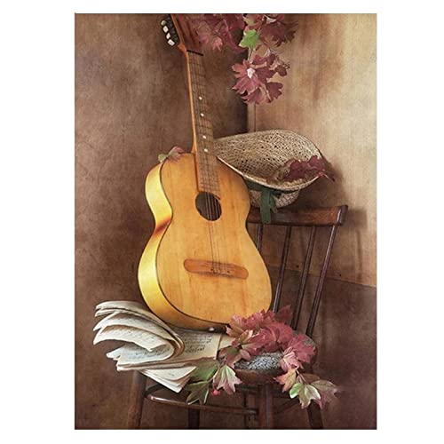 Diamond Painting Gitarre,Diamond Painting Set Full Groß,5D Diamant Painting Bilder Erwachsene Kinder,DIY Malen Nach Zahlen Crafts,Wohnzimmer Schlafzimmer Wand Eingang Dekoration Square Drill 30x40cm von Jayogo