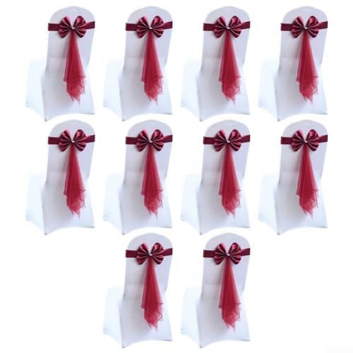 10 x Stuhlschärpen, Schleife, elastische Stuhl-Schärpen, Bänder für Hochzeit, Party, Hotels, Dekorationen, Weinrot 10 x Stuhlschärpen, Schleife, elastische Stuhl-Schärpen, Bänder für Hochzeit, Party, Hotels, Dekorationen, Weinrot von Jayruit